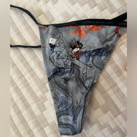 Rare La Perla Italy Black Label Kama Sutra Geisha Erotic Bra Thong Set 34B Small - Picture 11 of 11